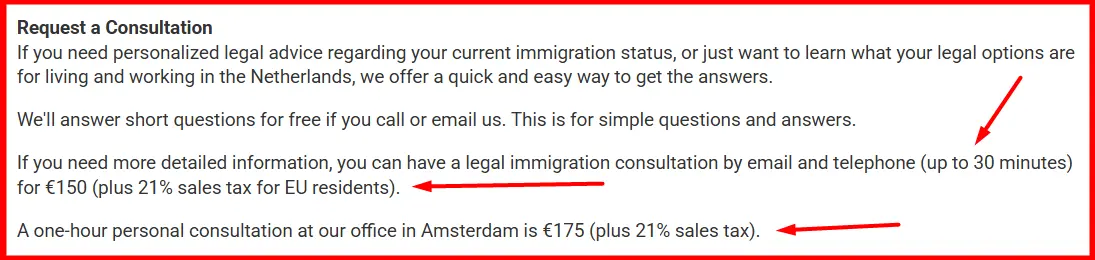 Immigration Lawyers Cost in the Netherlands from an Amsterdam Law Firm